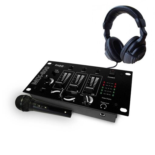 Mixeur Ibiza Sound MIX800 3 voies - 5 entrées, casque, microphon
