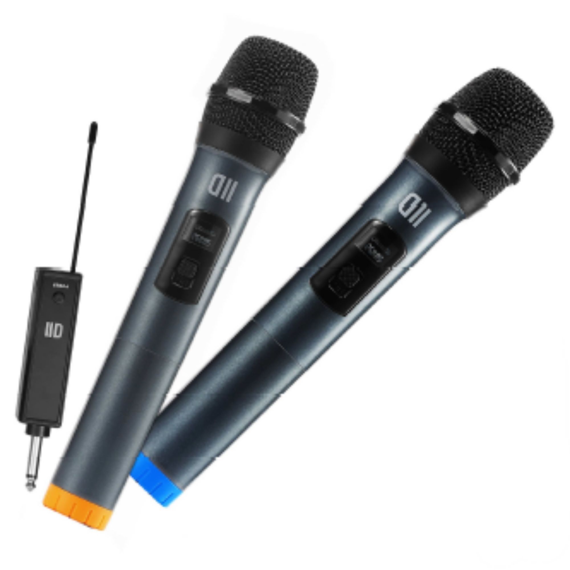 Kit de micrófono dinámico inalámbrico D2 con pantallas omnidireccionales, receptor recargable, conector de 6.35 mm, 2 unidades