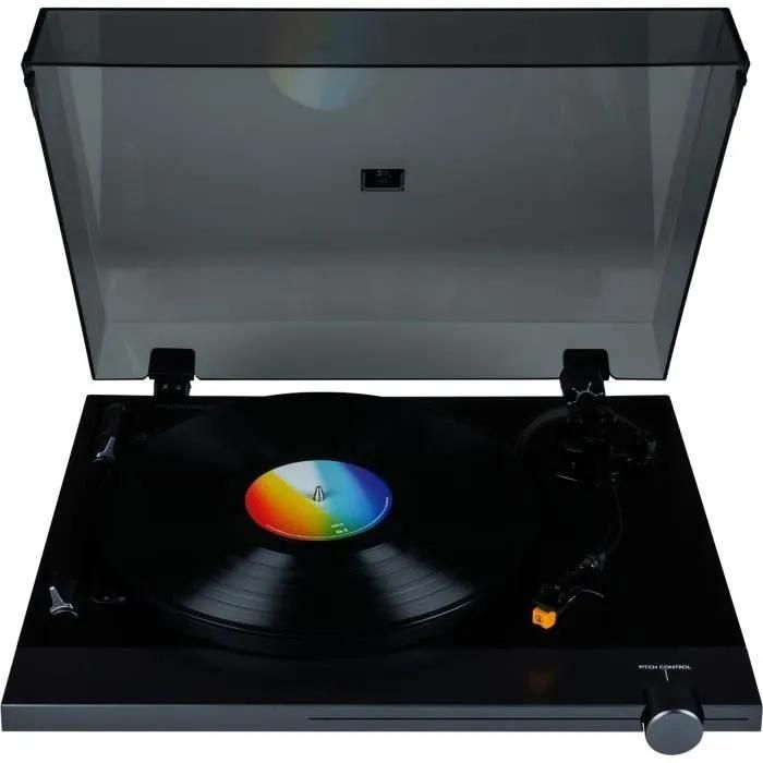 Thomson TT700 - Premium Vinyl Turntable 33 and 45 RPM - Audio Technica AT91 Pickup Head - Anti-Skate - Black