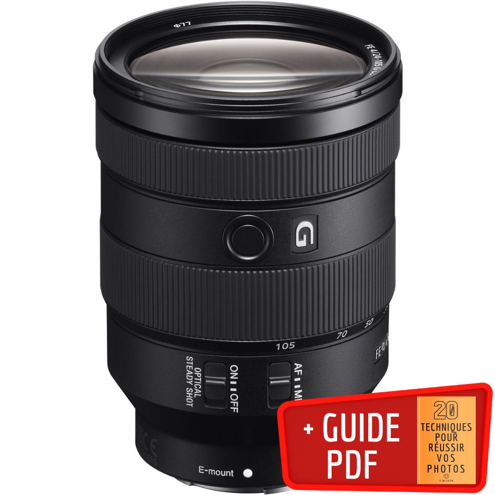 Sony FE 24-105mm f/4 G OSS Lens + Guide PDF: 20 Techniques for Success in Photography