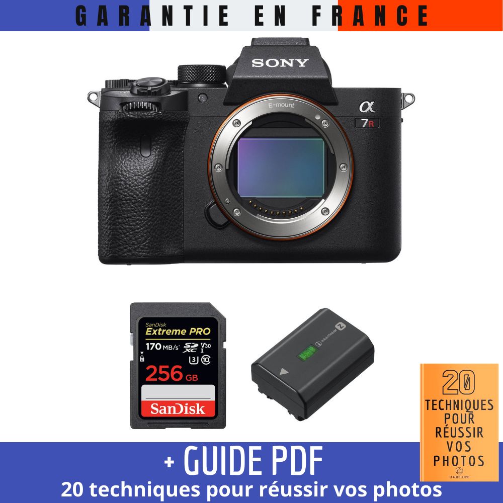 Sony A7R IV Nu + SanDisk 256GB UHS-I 170MB/s + Sony NP-FZ100 + Guide PDF '20 TECHNIQUES POUR RÉUSSIR VOS PHOTOS