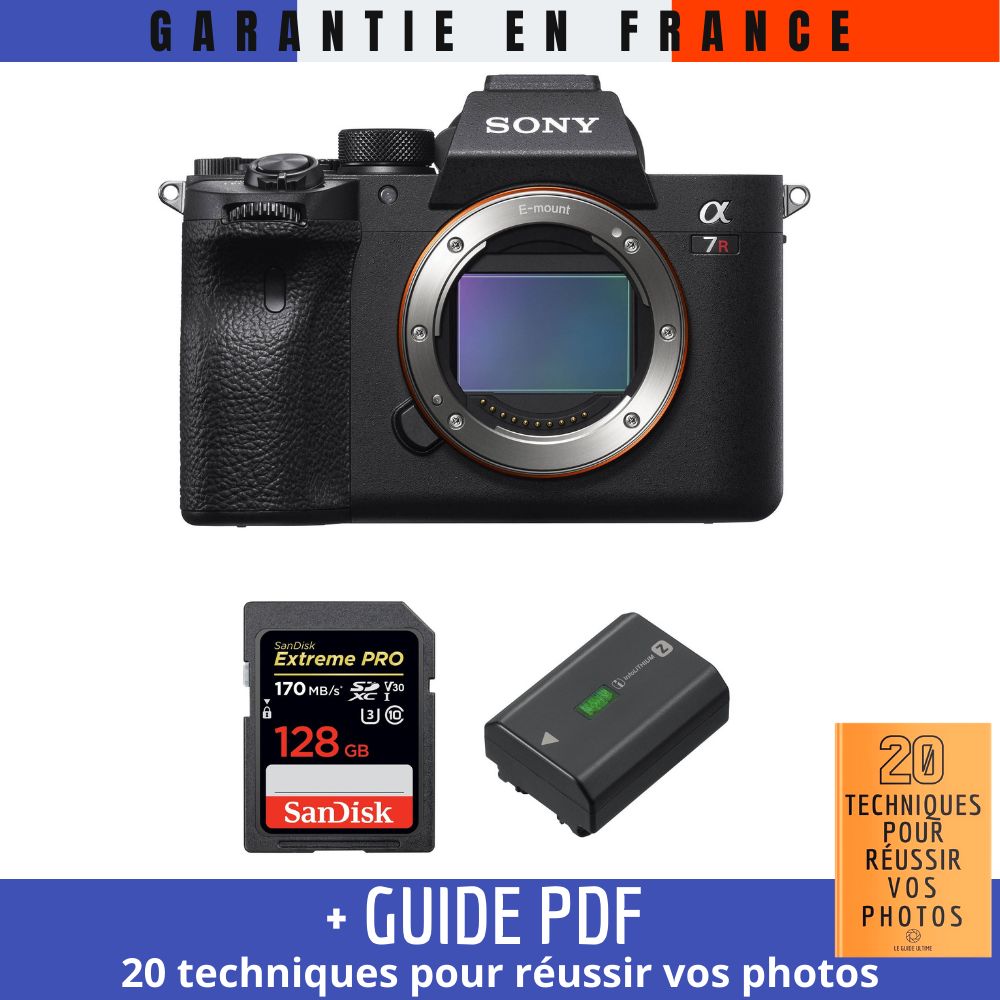 Sony A7R IV Nu + SanDisk 128GB UHS-I 170MB/s + Sony NP-FZ100 + Guide PDF '20 TECHNIQUES POUR RÉUSSIR VOS PHOTOS