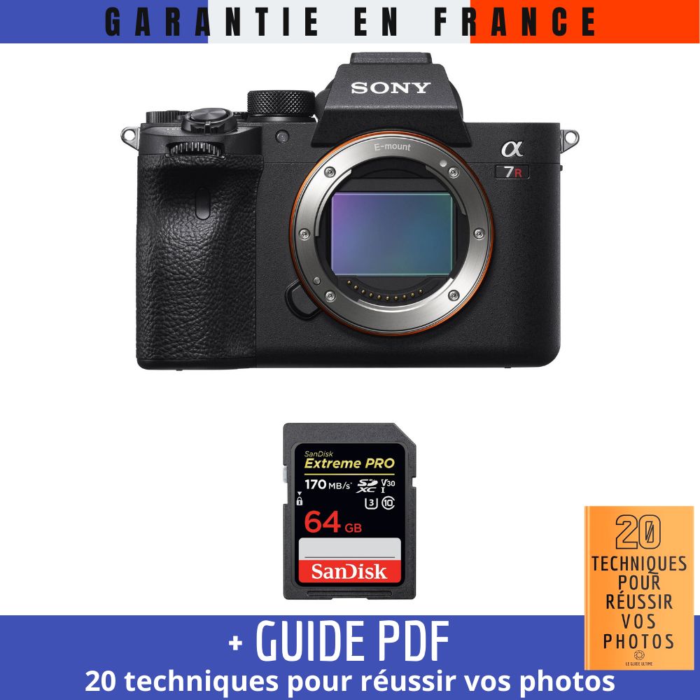 Sony Alpha 7R IV Camera + SanDisk 64GB Extreme PRO UHS-I SDXC Card + '20 TECHNIQUES POUR RÉUSSIR VOS PHOTOS' Guide