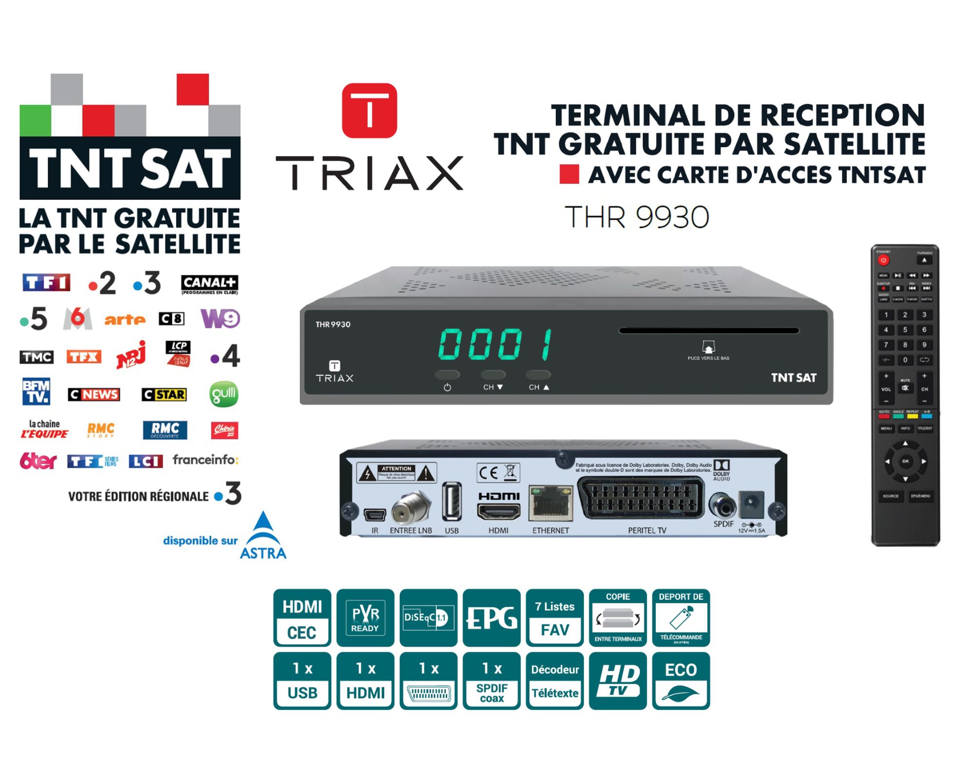 HDME TRIAX THR 9930 Satellite HD Receiver with TNTSAT Access Card