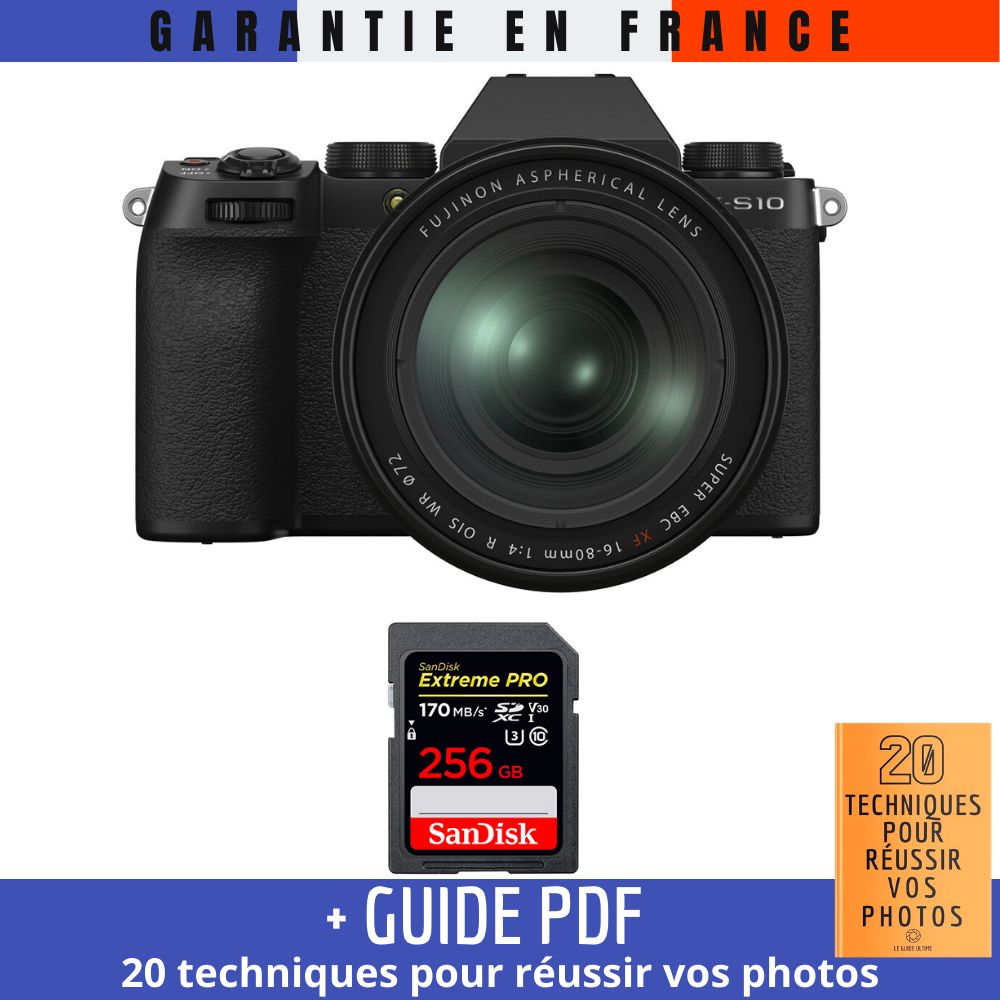 Fujifilm X-S10 + XF 16-80mm F/4 WR Lens + SanDisk 256GB Card + '20 TECHNIQUES PHOTO' Guide