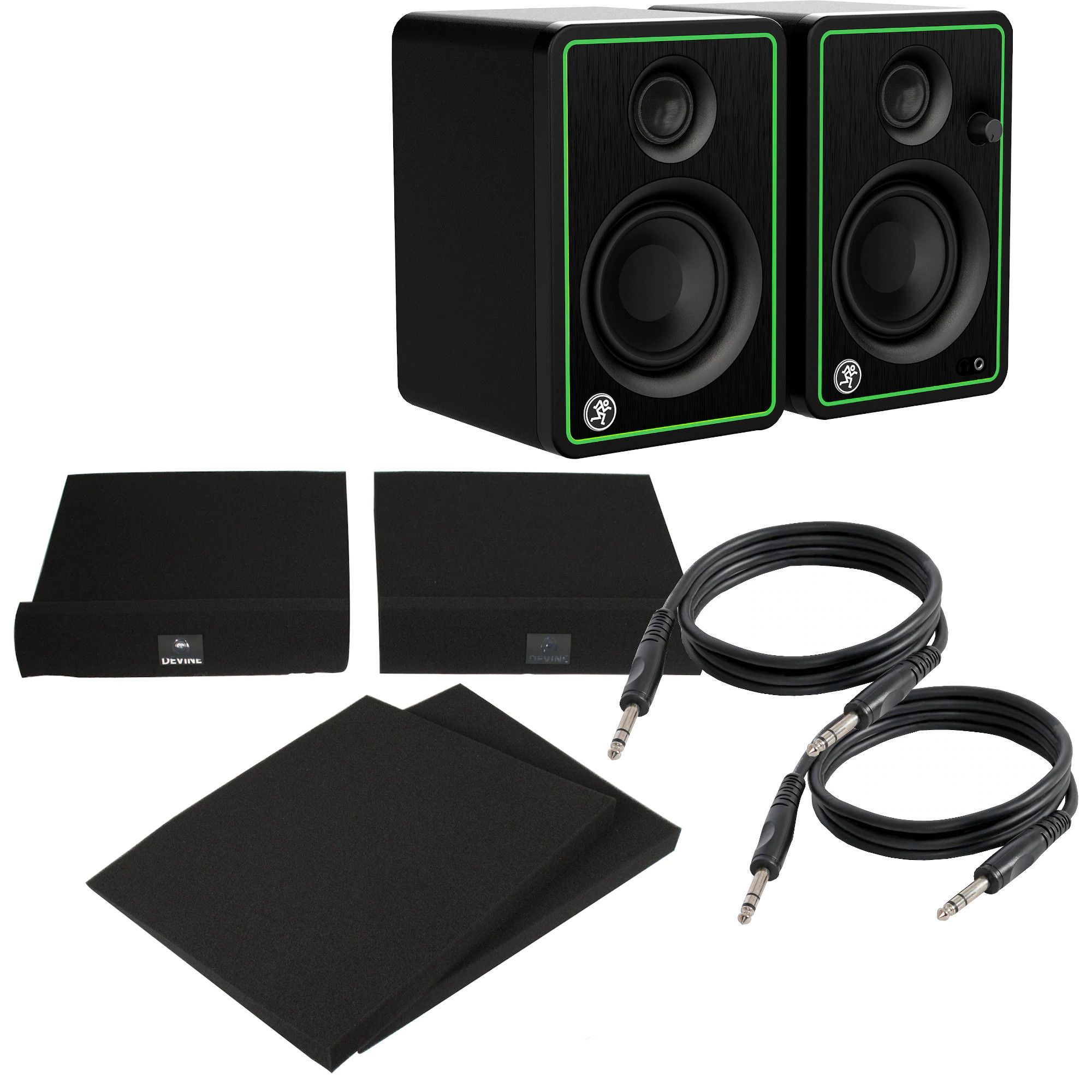 Mackie CR4-XBT Active Monitoring Speaker (Pair) + Isolation + Cables