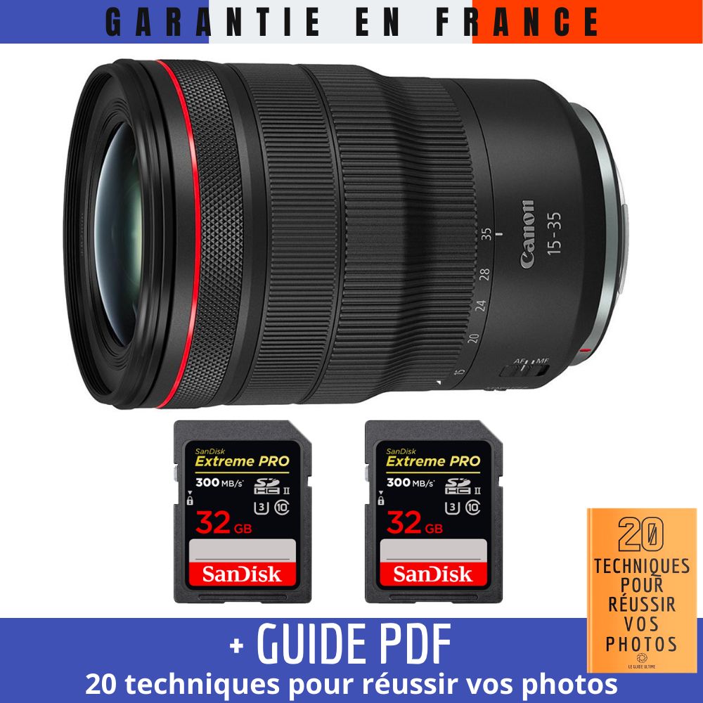 Canon RF 15-35mm f/2.8L IS USM Lens + 2 SanDisk 32GB UHS-II Cards