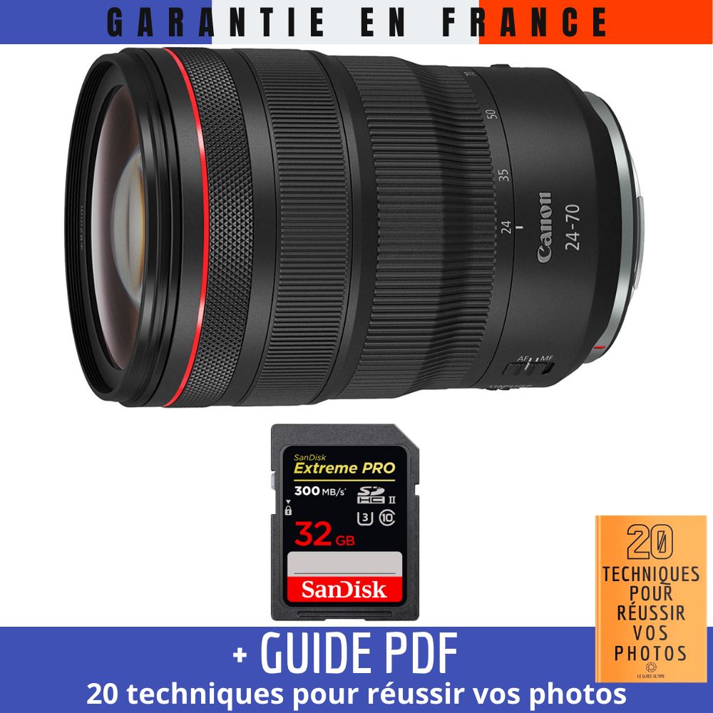 Canon RF 24-70mm f/2.8L IS USM Lens + 1 SanDisk 32GB Extreme PRO UHS-II 300MB/s Card + '20 Techniques for Succeeding in Your Photos' Guide