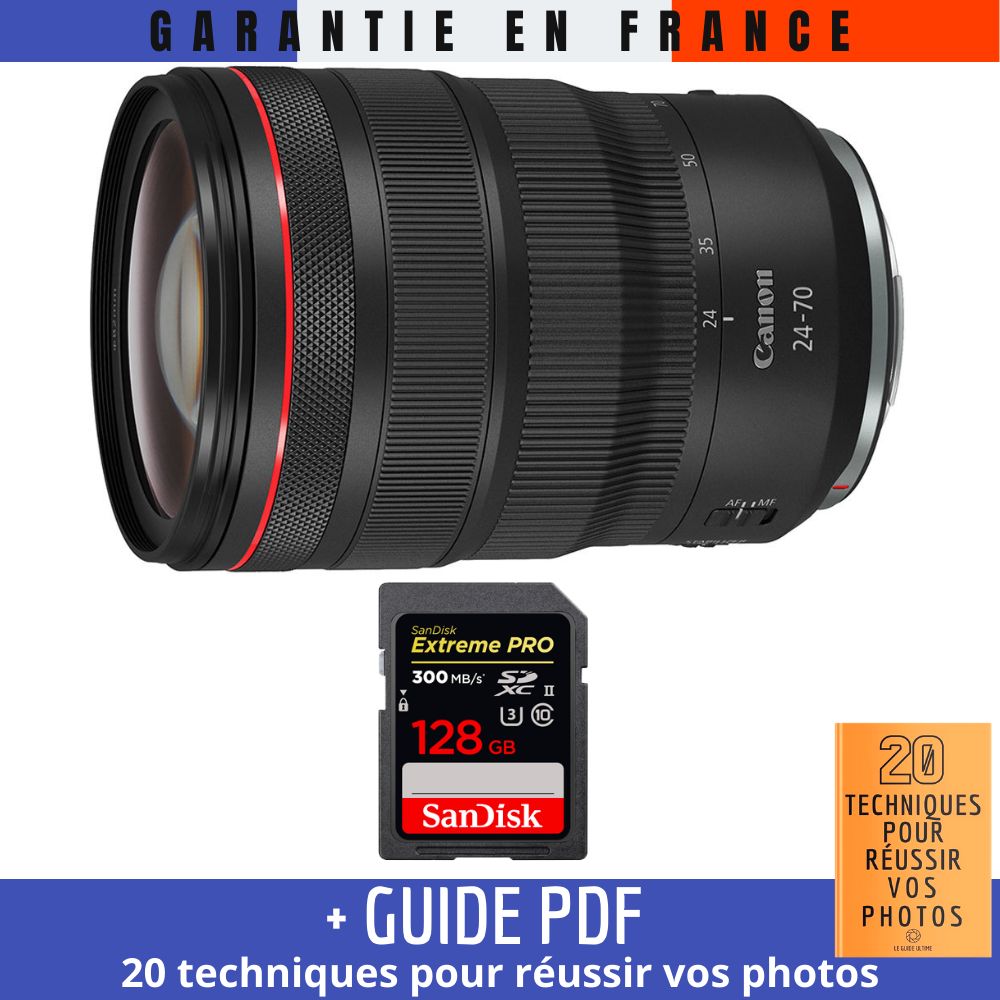 Canon RF 24-70mm f/2.8L IS USM Lens + 1 SanDisk 128GB UHS-II Card + '20 TECHNIQUES FOR SUCCESSFUL PHOTOS' Guide