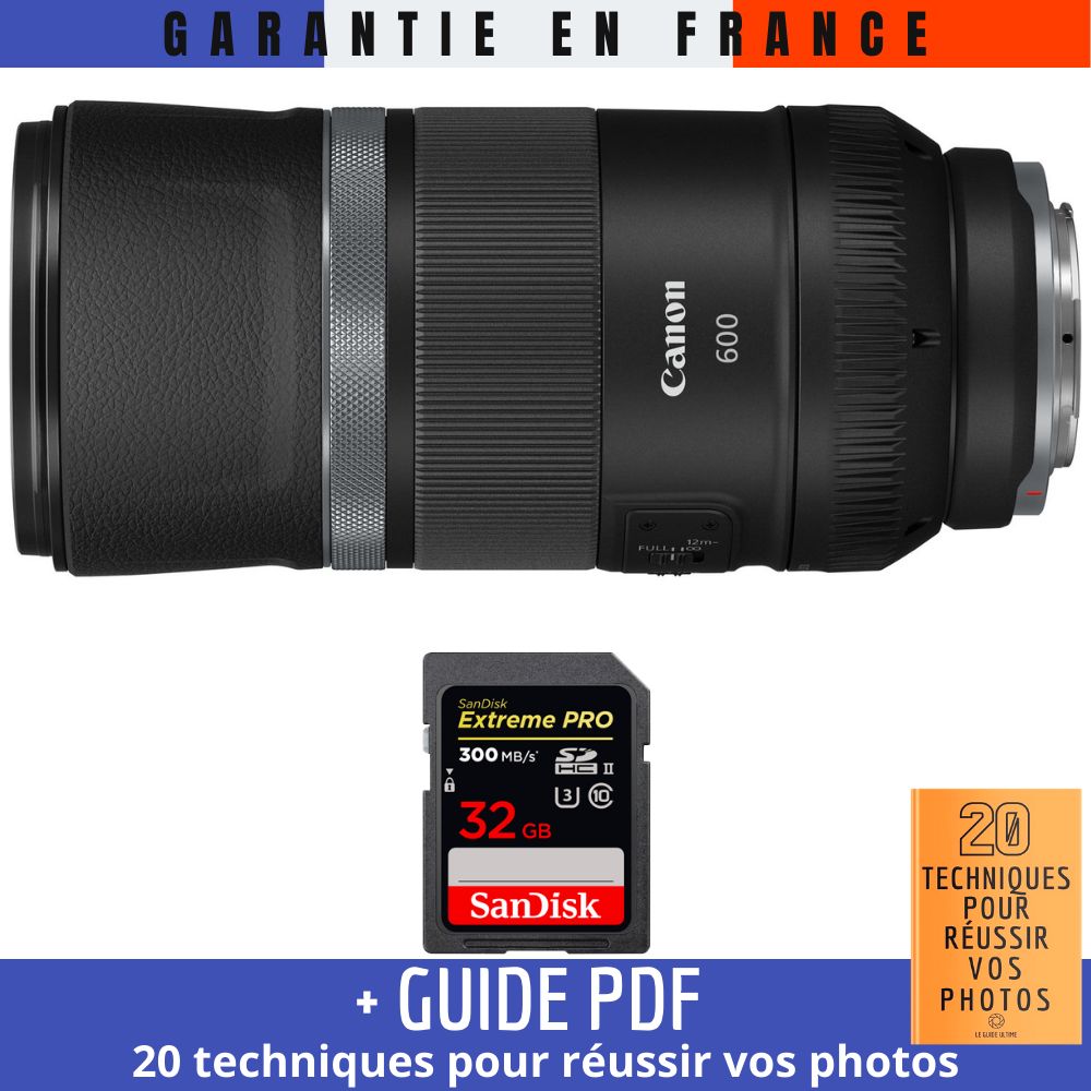Canon RF 600mm f/11 IS STM Lens + 1 SanDisk 32GB UHS-II Card (Guide PDF included)