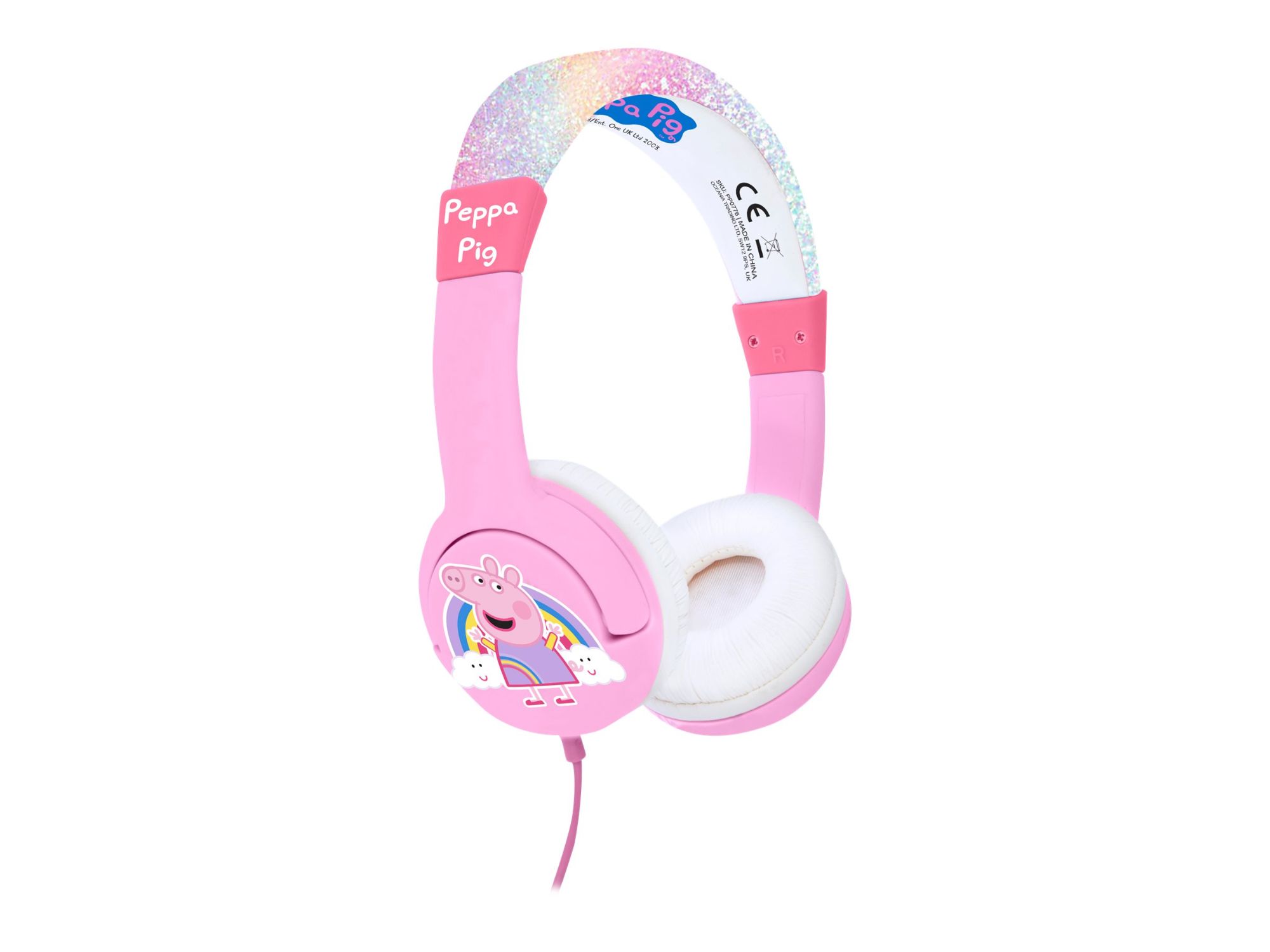 OTL Peppa Pig Headphones - Over-Ear - Wired - 3.5mm Jack - Pink, Rainbow Glow