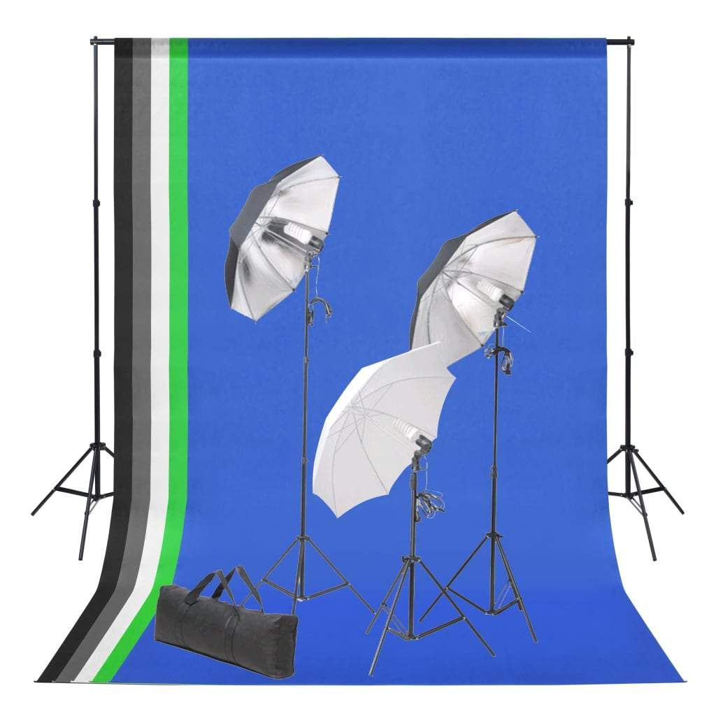 Kit de studio photo VidaXL avec toile de fond et jeu d'éclairage