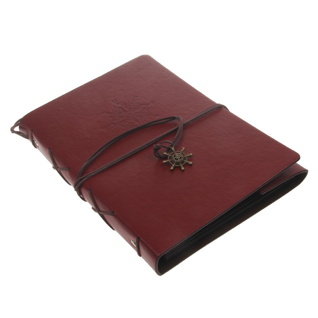 Magideal Vintage Leather Photo Album Memo Book DIY Scrapbook