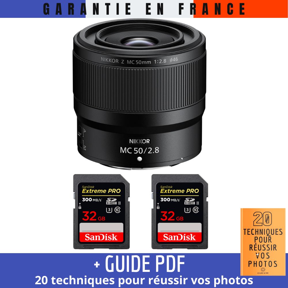 Nikon Z MC 50mm f/2.8 Macro Lens + 2x SanDisk 32GB UHS-II Cards (Guide PDF included)