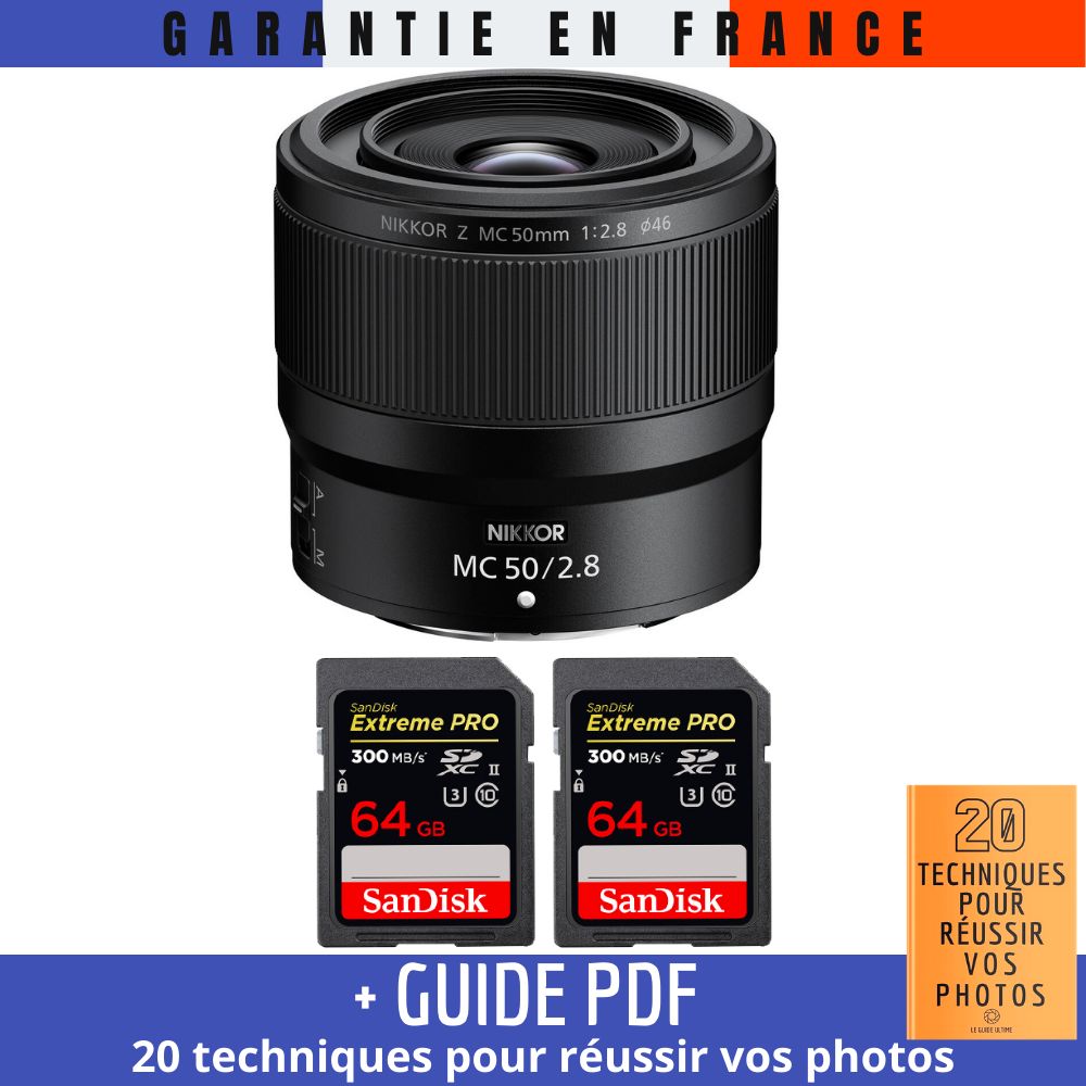 Nikon Z MC 50mm f/2.8 Macro Lens + 2x 64GB SanDisk UHS-II Cards + '20 TECHNIQUES FOR SUCCESSFUL PHOTOS' Guide