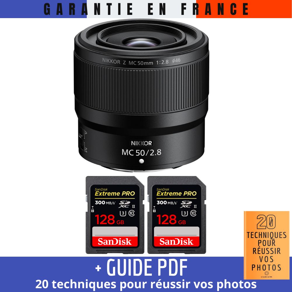 Nikon Z MC 50mm f/2.8 Macro Lens + 2 SanDisk 128GB UHS-II Cards + '20 TECHNIQUES FOR SUCCESSFUL PHOTOS' Guide