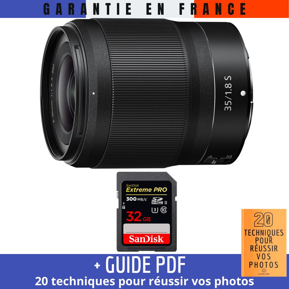 Nikon Z 35mm f/1.8 S Lens + 32GB SanDisk UHS-II Card (Guide PDF included)