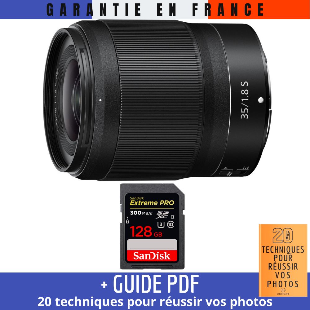Nikon Z 35mm f/1.8 S Lens + 128GB SanDisk UHS-II Memory Card