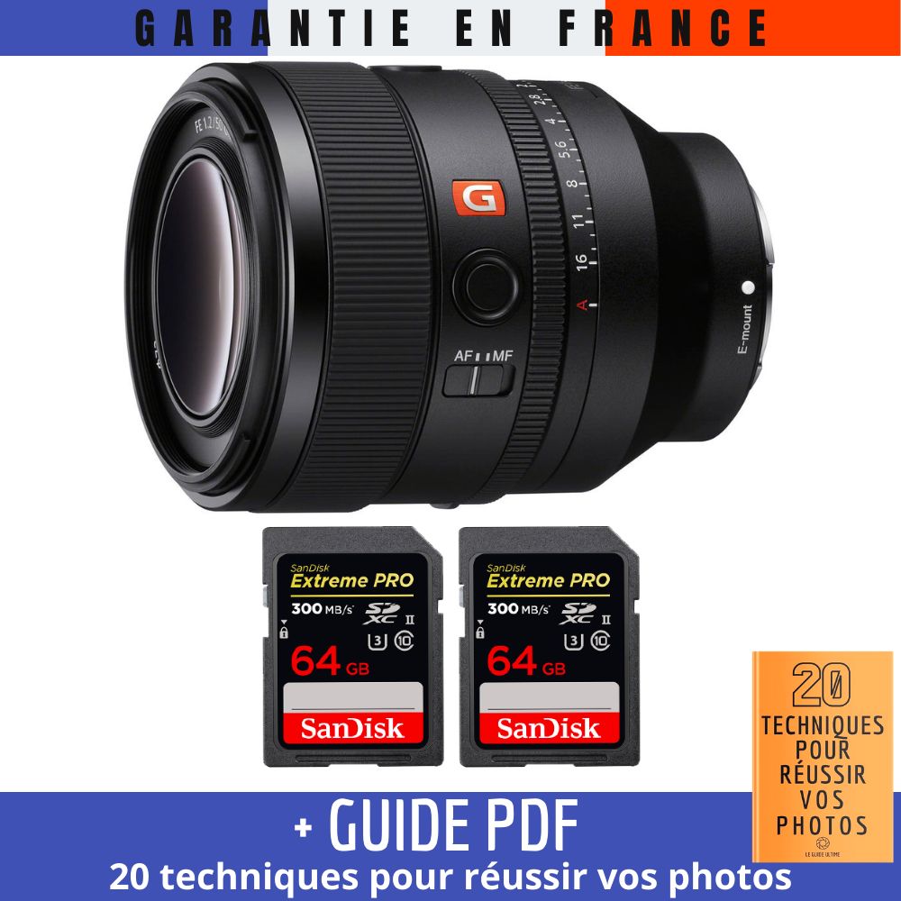 Sony FE 50mm f/1.2 GM Lens + 2x 64GB SanDisk Extreme PRO UHS-II SDXC Cards + '20 TECHNIQUES FOR SUCCESSFUL PHOTOS' Guide
