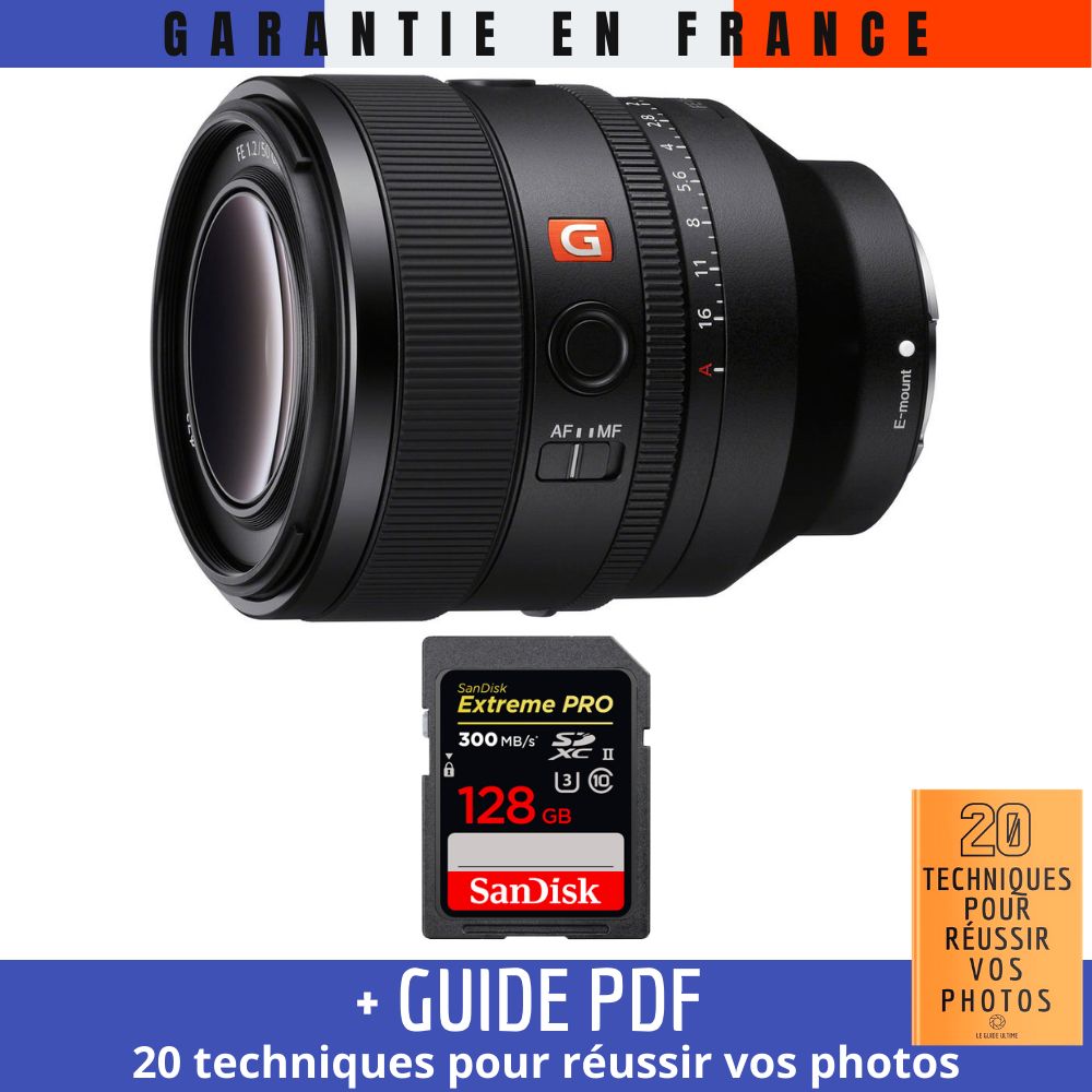 Sony FE 50mm f/1.2 GM Lens + 1 SanDisk 128GB Extreme PRO UHS-II SDXC Card + '20 TECHNIQUES FOR SUCCESSFUL PHOTOS' Guide