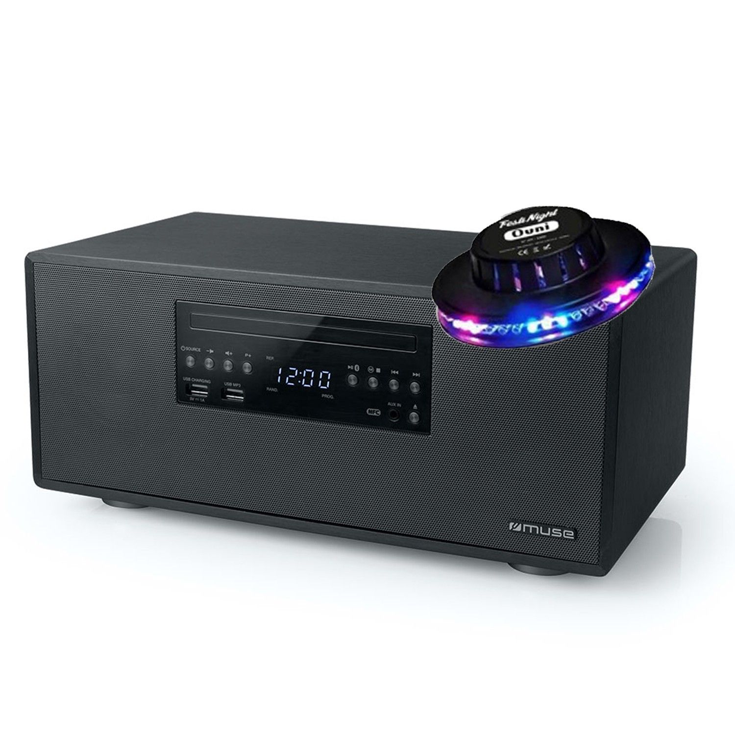 Muse M-692BTC Bluetooth Speaker - with FM Radio, CD Player and USB Port - 60W + Remote Control - UFO Light