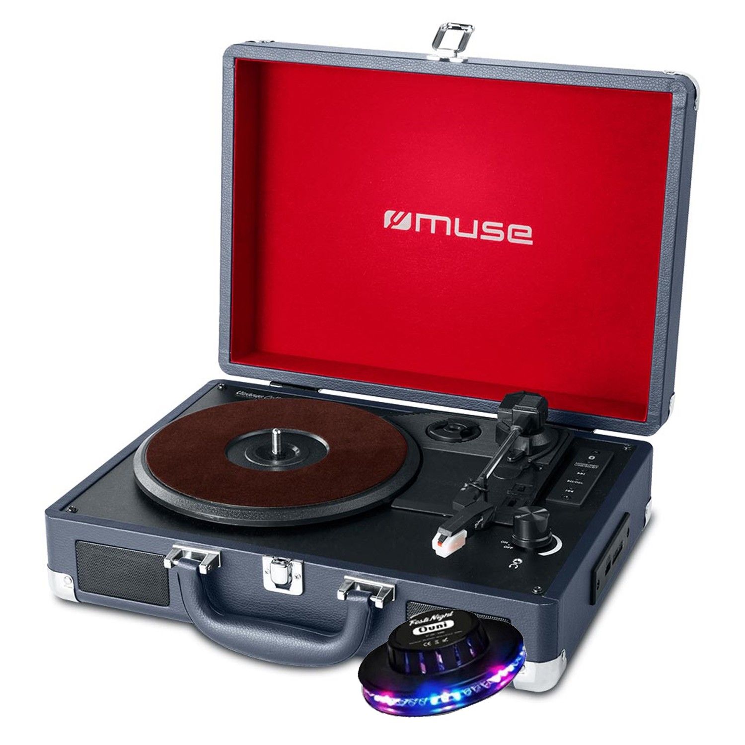 Muse MT-103DB Vinyl Plank - 3 Speed Stereo Turntable with Built-in Speakers