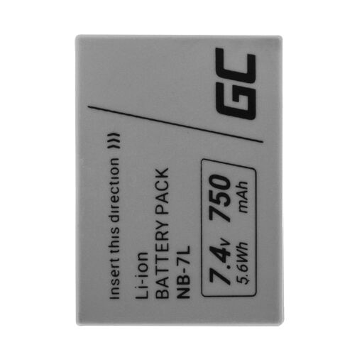 Batería Green Cell® NB-7L para Canon PowerShot G10, G11, G12, SX30 is - 750 mAh, 7.4 V, Negro