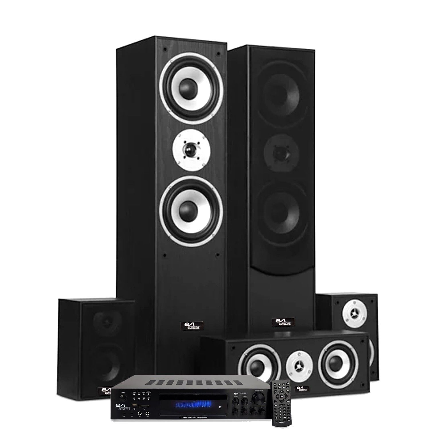 Home Cinema System - Evidence Acoustics EA850-BK - 5 Speakers 850W - EA-7360-BT Amplifier - 5.1 Karaoke / USB SD Bluetooth Radio