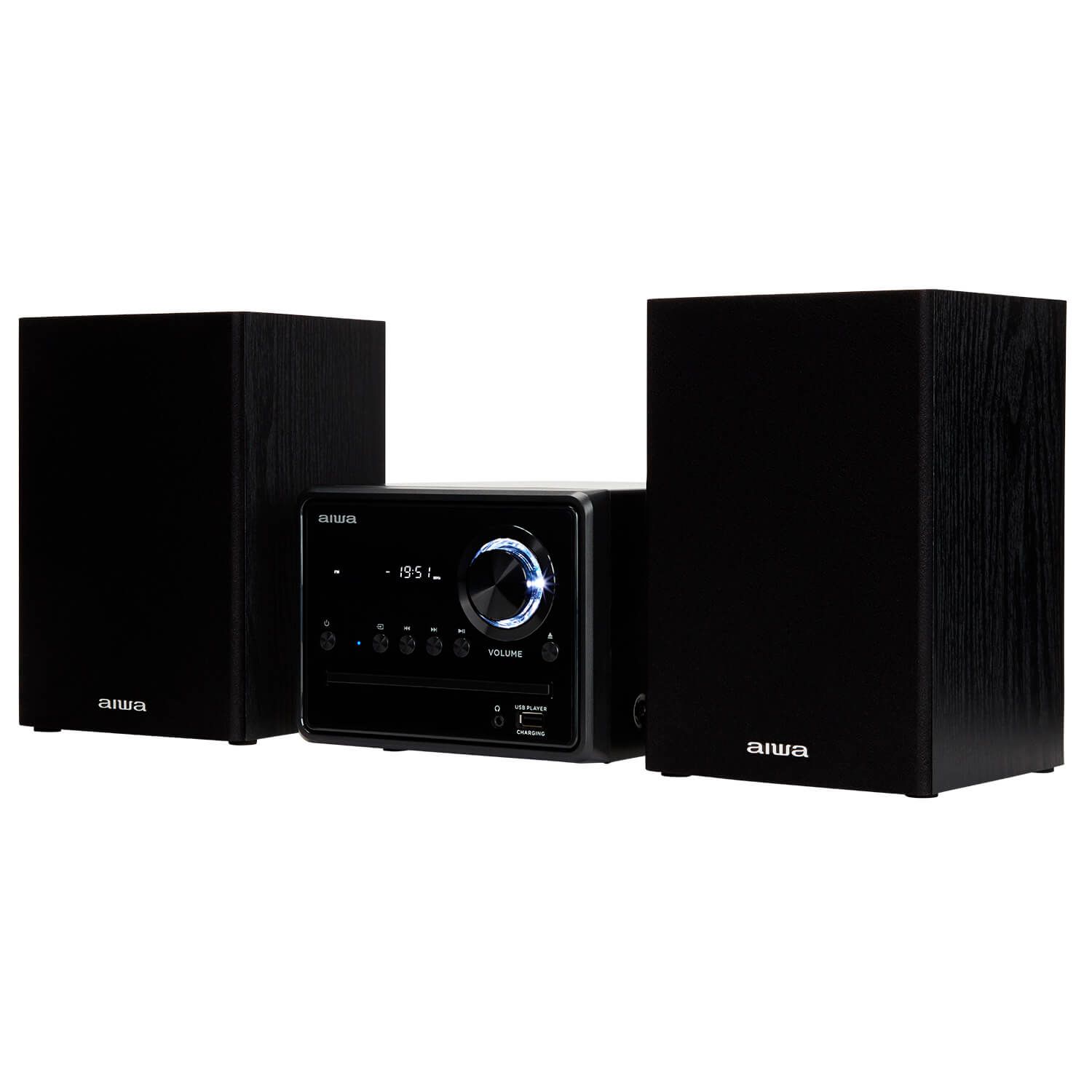 Aiwa MSBTU-300 Black Micro Hi-Fi System, 20W Bluetooth, CD, USB, FM Radio