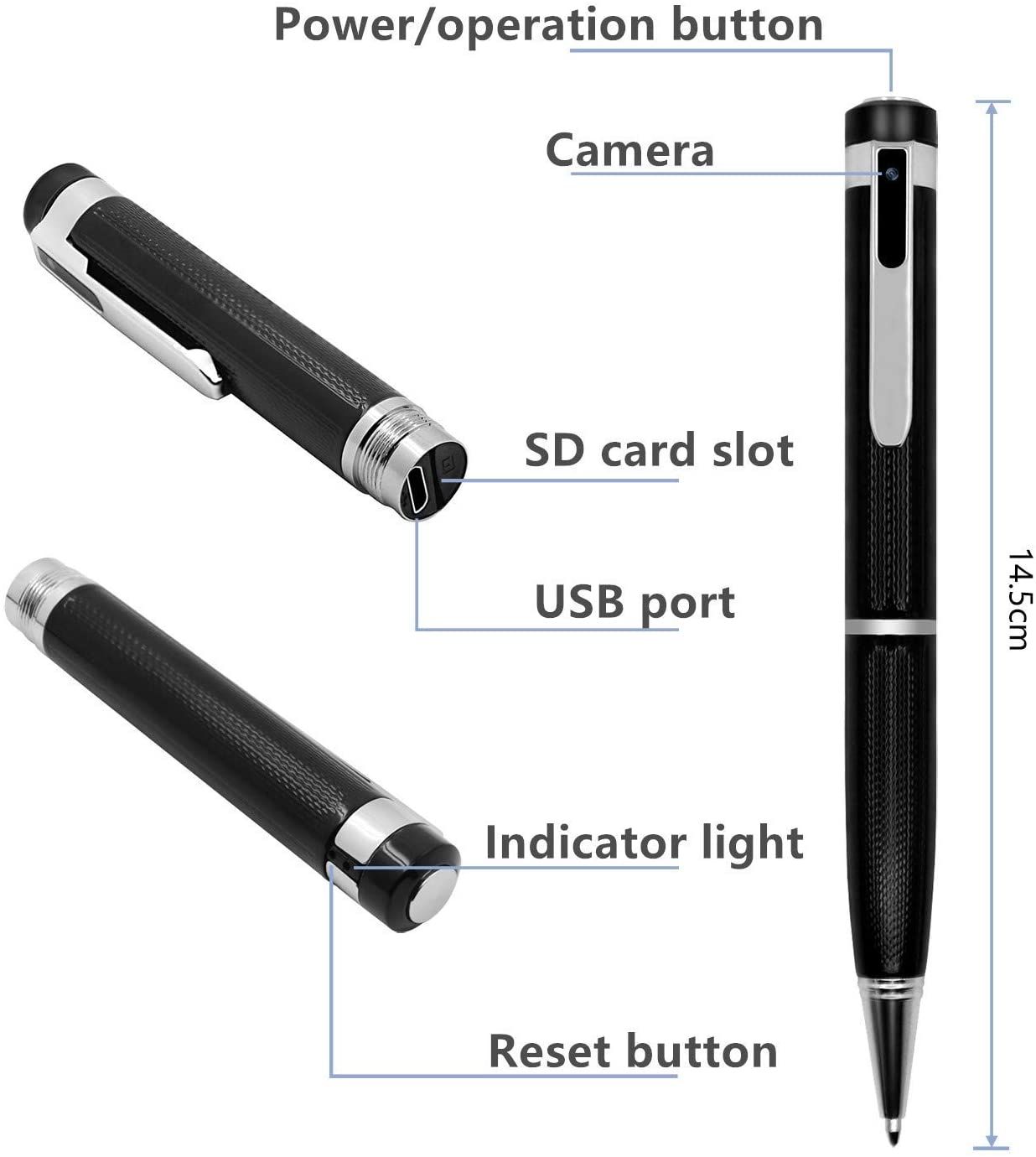 Amyway Spy Pen Camera 1080P Black