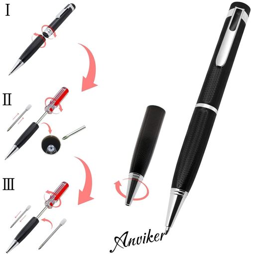 Stylo caméra espion Anviker 1080P gris noir