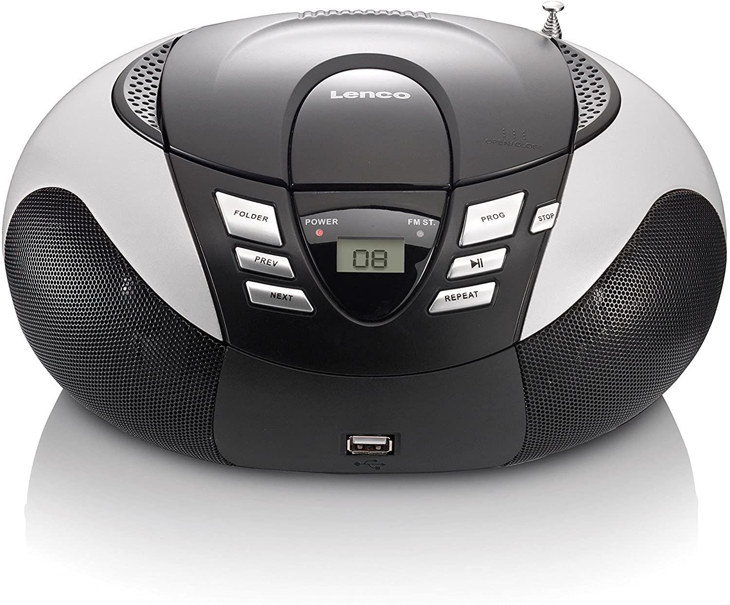 Lenco SCD-37 Portable Radio and CD Player - Silver