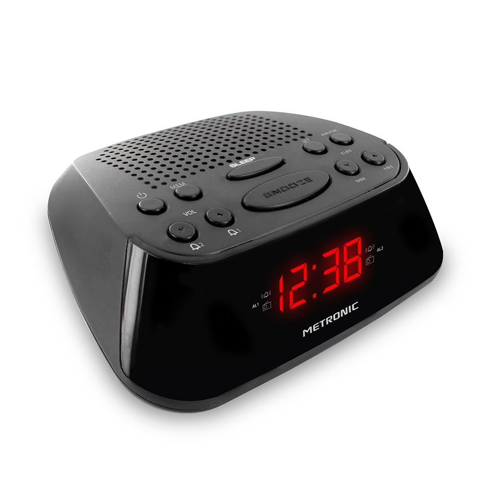 Reloj despertador FM doble - negro