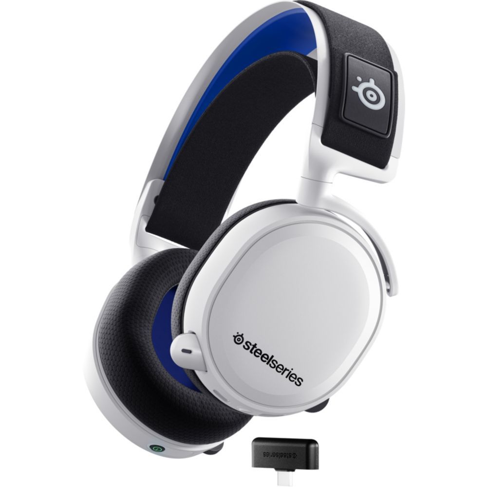 SteelSeries Arctis 7P+ - Wireless Gaming Headset - Over-ear - 2.4GHz - USB-C - White - for Sony PlayStation 5