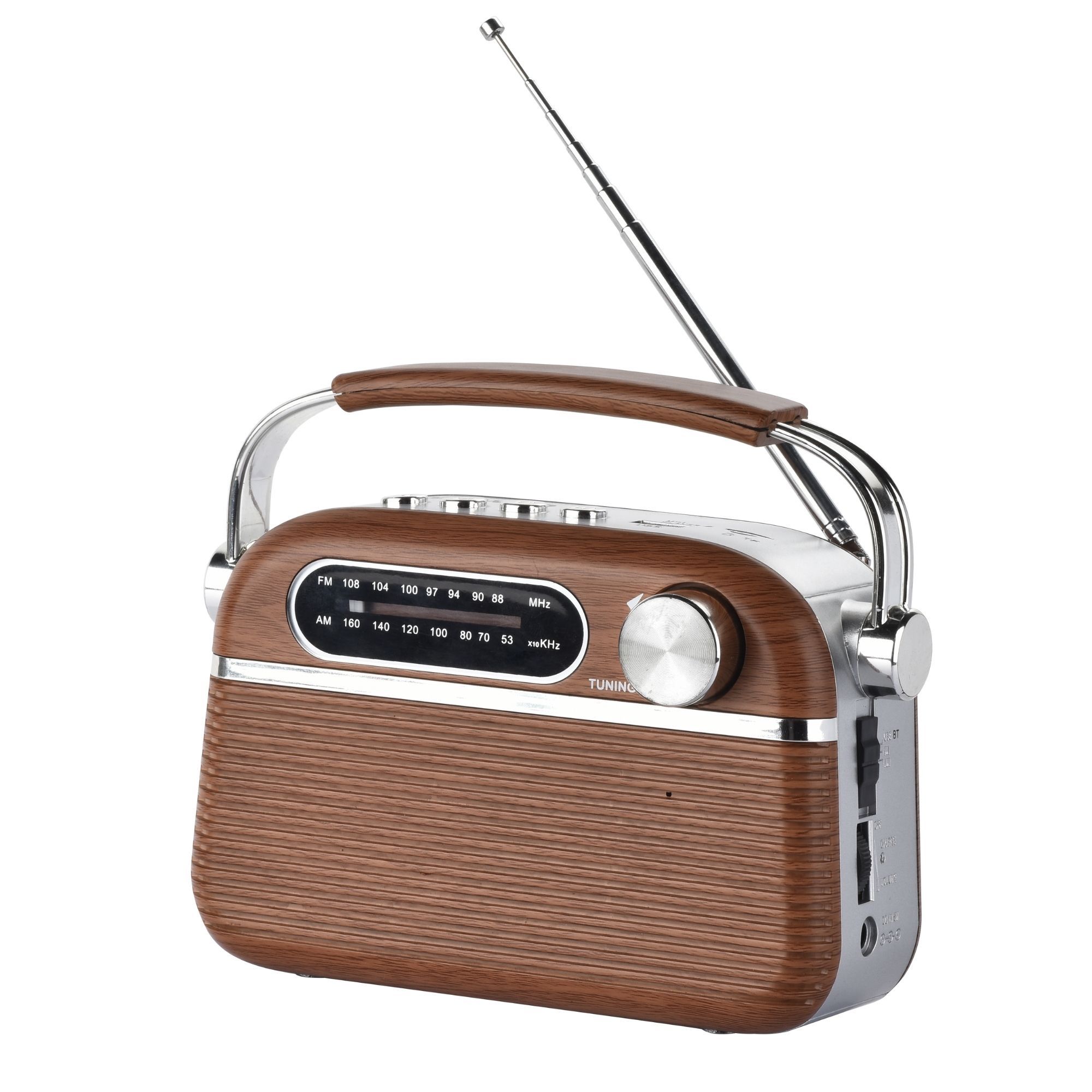 Halterrego Vintage Radio - Large Wave, Wood Look, AM/FM/SW, USB/Micro SD Reader, AC Power or Batteries (Not Included)