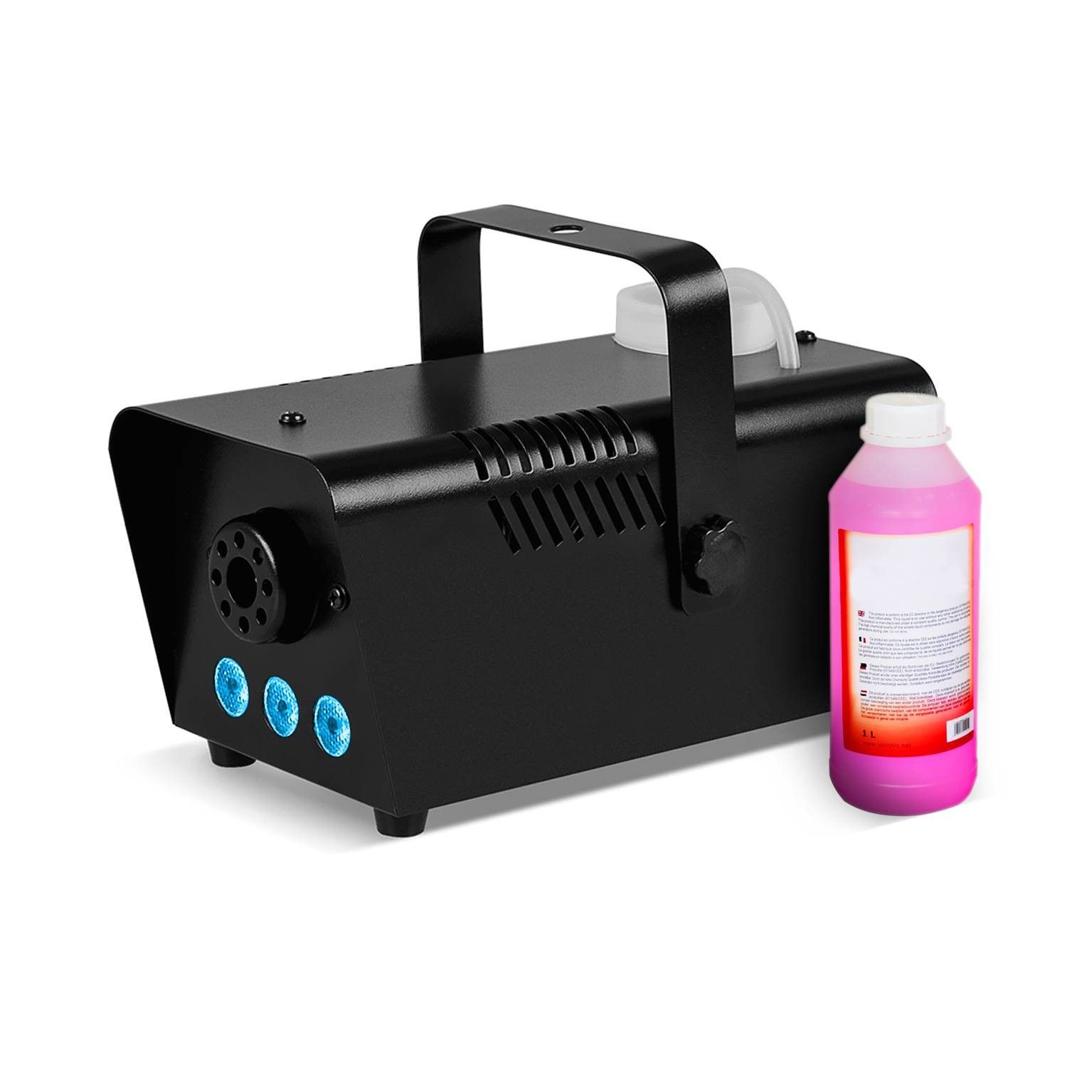 Machine à fumée Flash FLM600, LED bleues 400W, Télécommande et érier fixation, 1 Litre