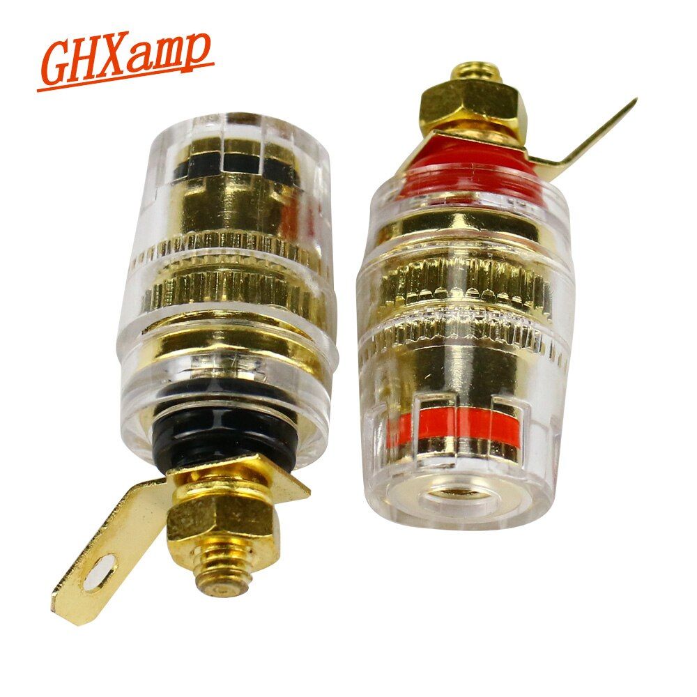Nipseyteko Speaker Terminal Connectors with Crystal Case, Banana Plugs, Pure Copper, Long Tail, 2-Piece Set