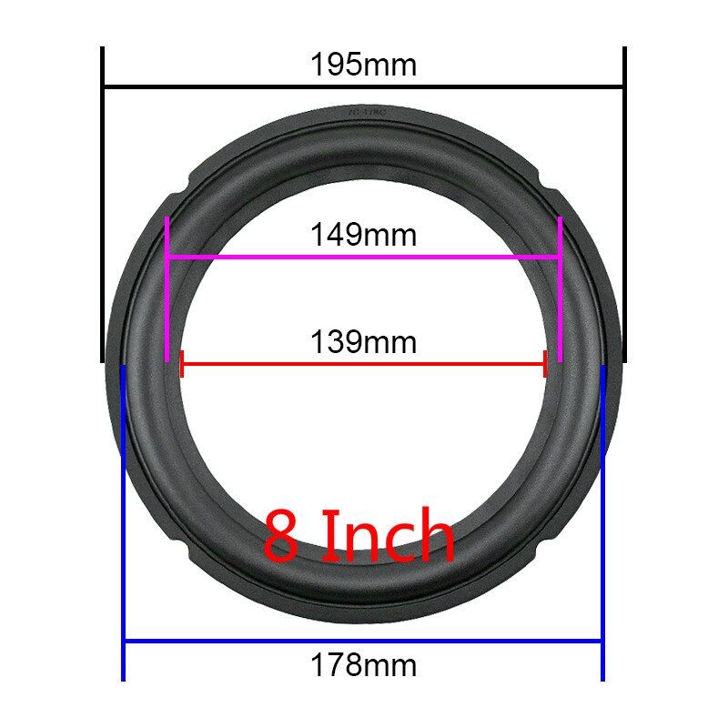 Nipseyteko 8-Inch Rubber Edge Speaker with Folding Repair Ring and Suspension Piece