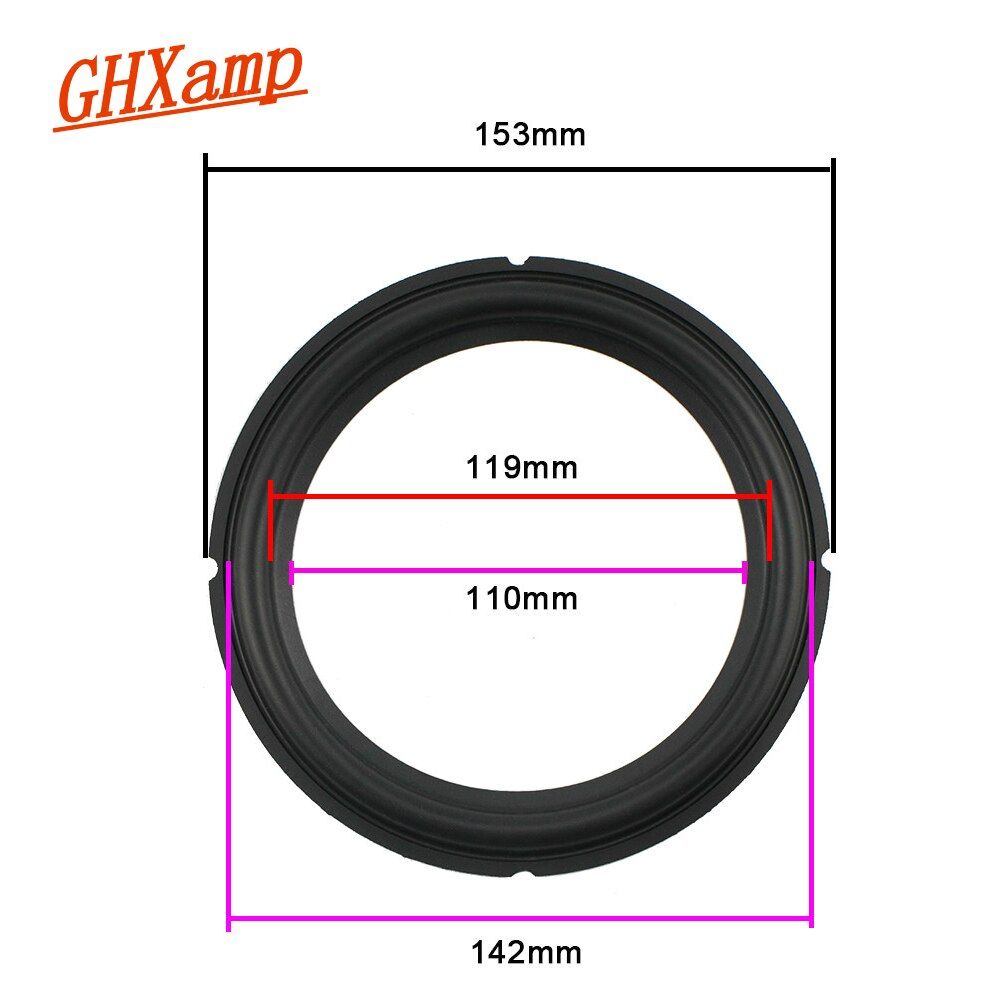 Nipseyteko 6.5-inch Speaker Suspension, Rubber Edge, 153mm, Soft Surround Side with Groove, A606 Repair Parts, 2 Pieces