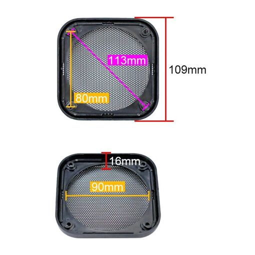 Grille carrée de 4 pouces Nipseyteko pour haut-parleur automobile, couvercle en mailles, filet anti-poussière en métal ABS pour accessoires audio, 2 pièces