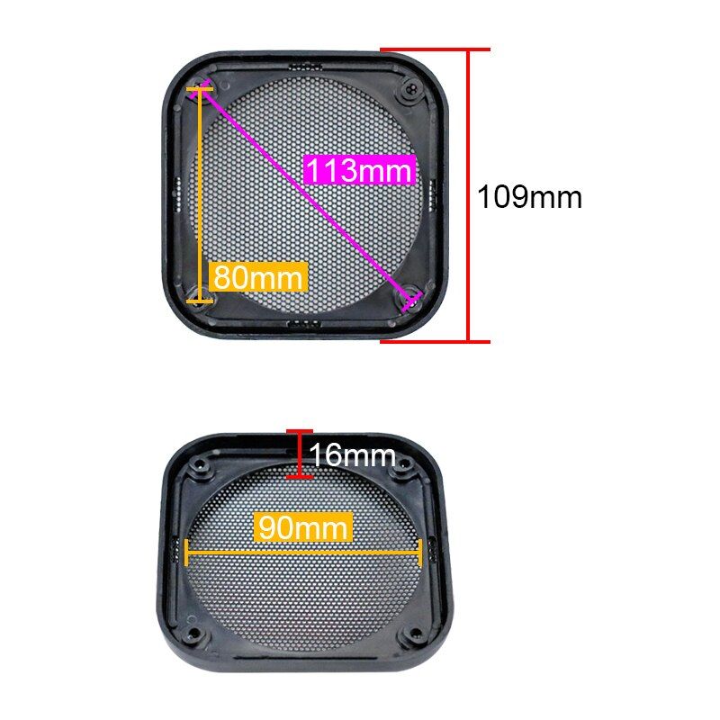 Nipseyteko 4-Inch Car Speaker Grille, Mesh Cover, Metal ABS Dust Net for Audio Accessories, 2 Pieces