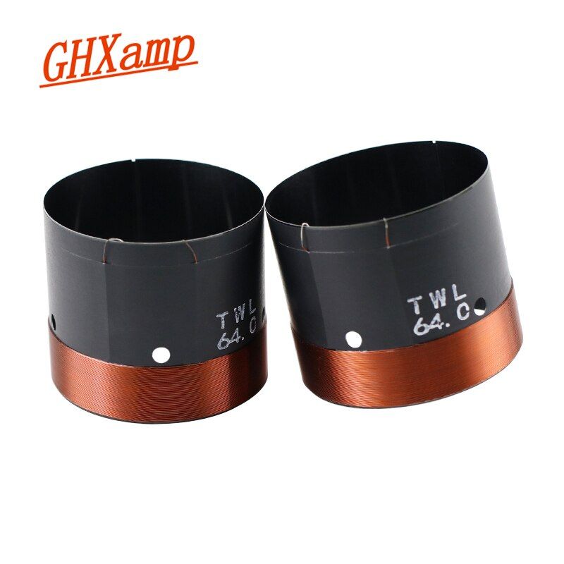 Nipseyteko 6.4mm Black Aluminum Voice Coil, 6 Ohm, High Power for 15 Inch Speakers, Repair Parts, Round Wire, 2 Pieces