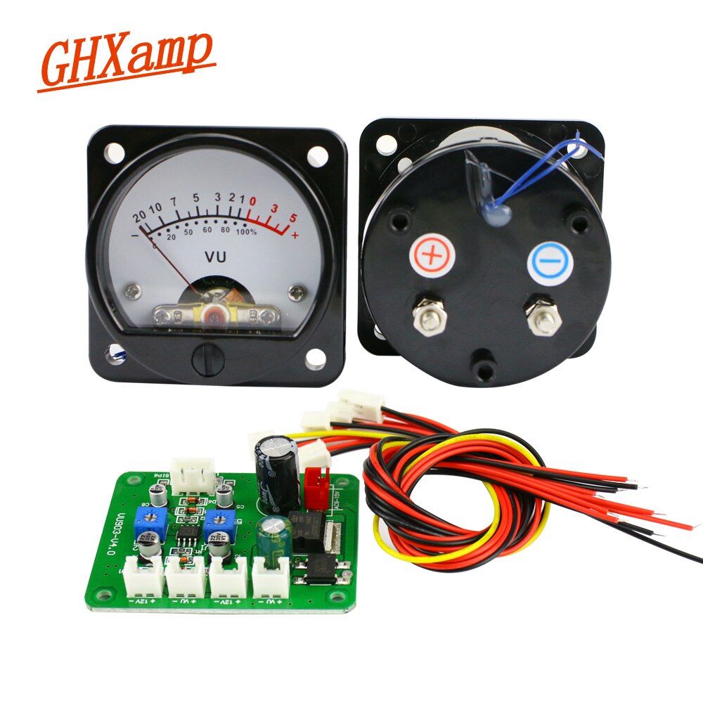 Compteur VU Nipseyteko de 45 mm avec rétro-éclairage LED + carte pilote + câble pour amplificateur, niveau audio, préampli, 1 ensemble