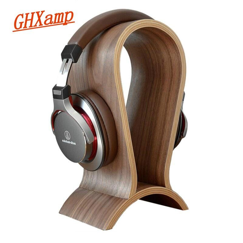 Soporte universal para auriculares Nipseyteko, madera de nuez, diseño en arco, gancho para auriculares, exhibidor de escritorio, 1 unidad