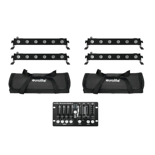 Ensemble Eurolite 4 Barres LED QCL RGBW avec Sacs Souples et Télécommande