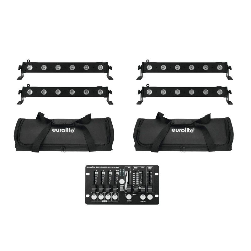 Eurolite LED BAR-6 QCL RGBW 4-Pack with Soft Bags and Controller
