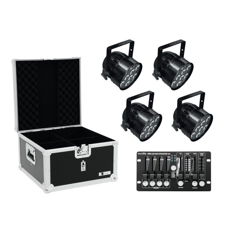 Eurolite 4x LED PAR-56 QCL Black Set