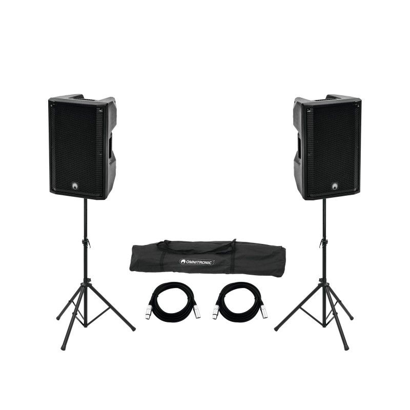 Omnitronic 2x XKB-215A Speakers with MOVE MK2 Stands