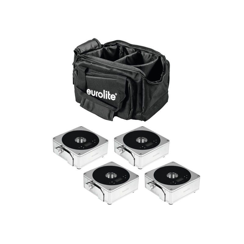 Eurolite 4x Flat Light 1 Chrome + Soft Bag