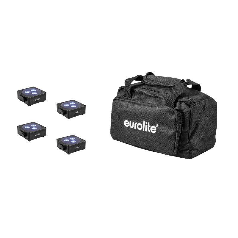 Eurolite 4x AKKU Flat Light 3bk + Soft Bag Set